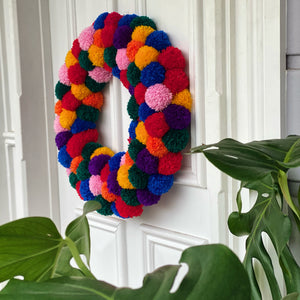 Pompom Rainbow Wreath