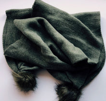 Lovely Lara Khaki Green Pompom Scarf