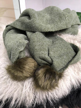 Lovely Lara Khaki Green Pompom Scarf