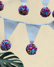 Boho Linen and Pompom Bunting