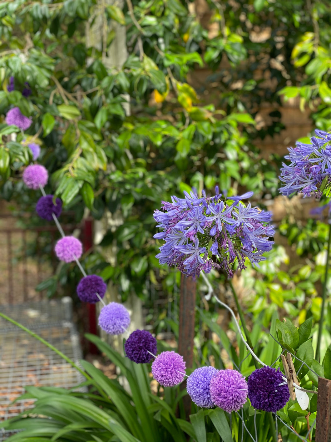 Purple Bubbles PomPom Garland