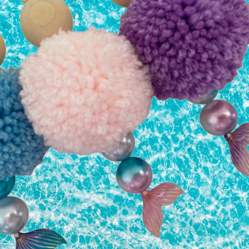 Mermaid Pompom Bag tags