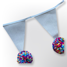 Boho Linen and Pompom Bunting